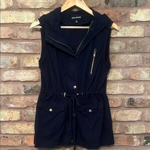 Zenana Outfitters Blue Hooded Utility Vest - Small GUC